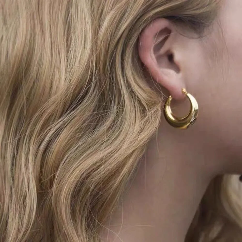 18K Gold Plated Chunky Hoop Earrings